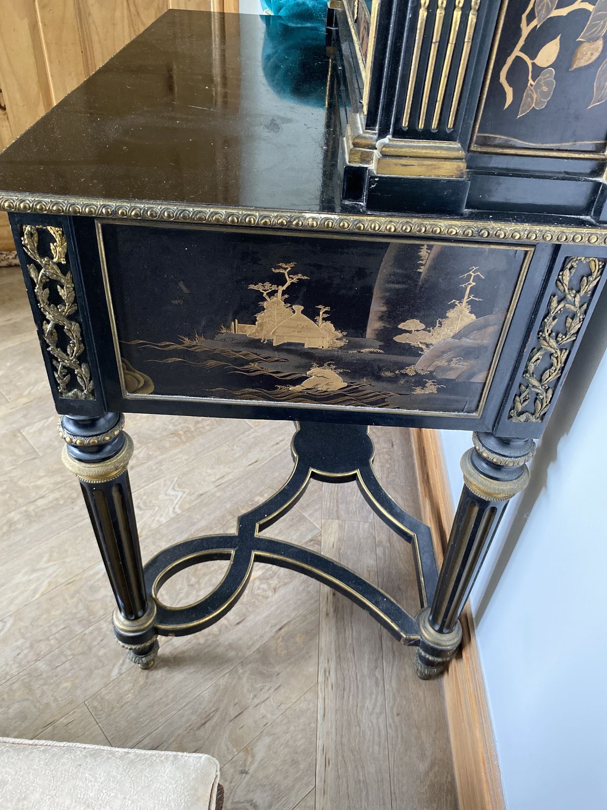photo for sale Stunning Inlaid Display Desk, Ebony With Chinese Style Inlay