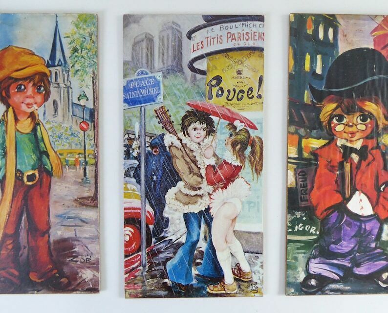 Collection Of French Vintage Big Eye Wall Art Prints   Les Poulbots   Igor Jgor photo vintage