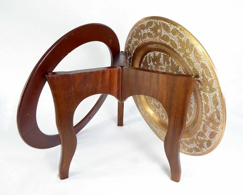 photo furniture Vintage Openwork Brass Folding Table | Indian Décor | Occasional Furniture
