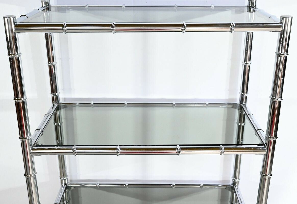 photo for sale 5 Tier Shelf In Chromed Metal, Bamboo Spirit – 1970