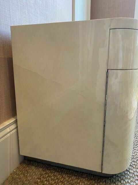 Pair Of Original Vintage Karl Springer Bedside Tables, Lacquered Parchment photo buy