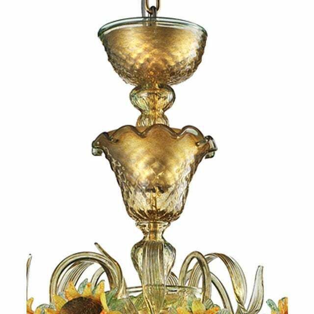 Classical Venetian Sunflowers Murano Glass Chandelier photo vintage