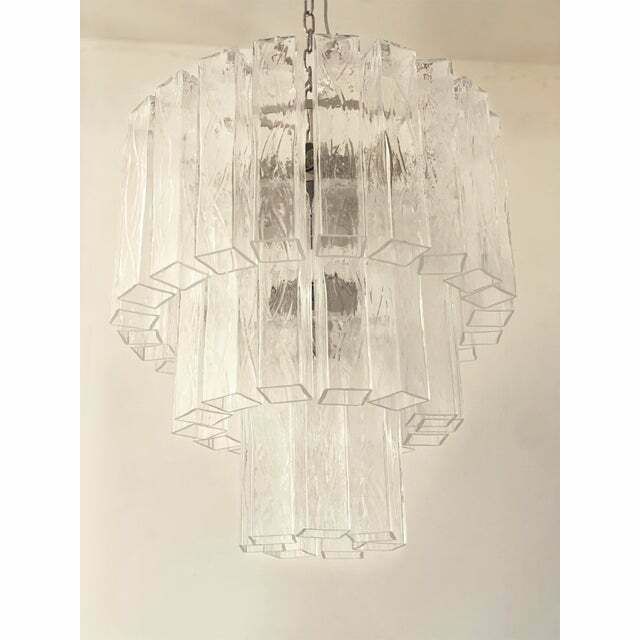 Contemporary Clear "Square Tubes" Murano Glass Chandelier photo furniture