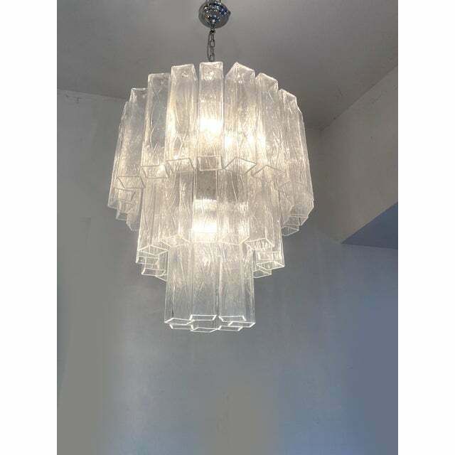 Contemporary Clear "Square Tubes" Murano Glass Chandelier photo for sale
