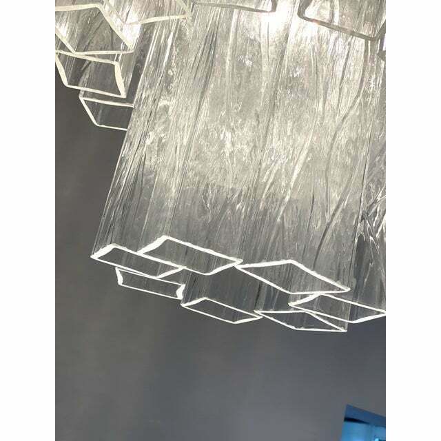 Lighting Contemporary Clear "Square Tubes" Murano Glass Chandelier photo
