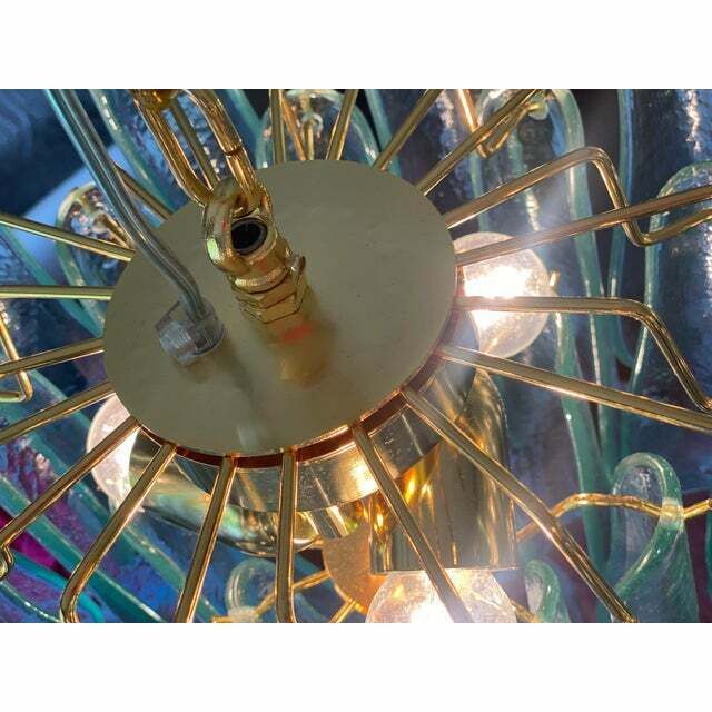 Contemporary Green Wather Murano Glass "Sella" Chandelier With Gold 24k Metal Frame photo 1860.0