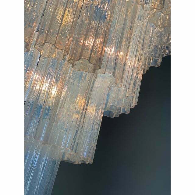 Lighting Contemporary Opalino“Tronchi” Murano Glass Chandelier In Venini Style photo