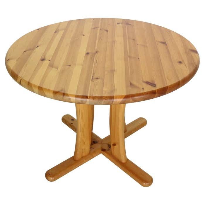 Rainer Daumiller Style Round Solid Pinewood Dinning Table 1970''S Denmark
