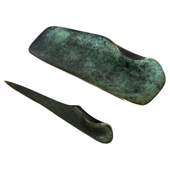 Desk Brass Shell Plate And Letter Opener Auböck Hagenauer Era Germany 1950s