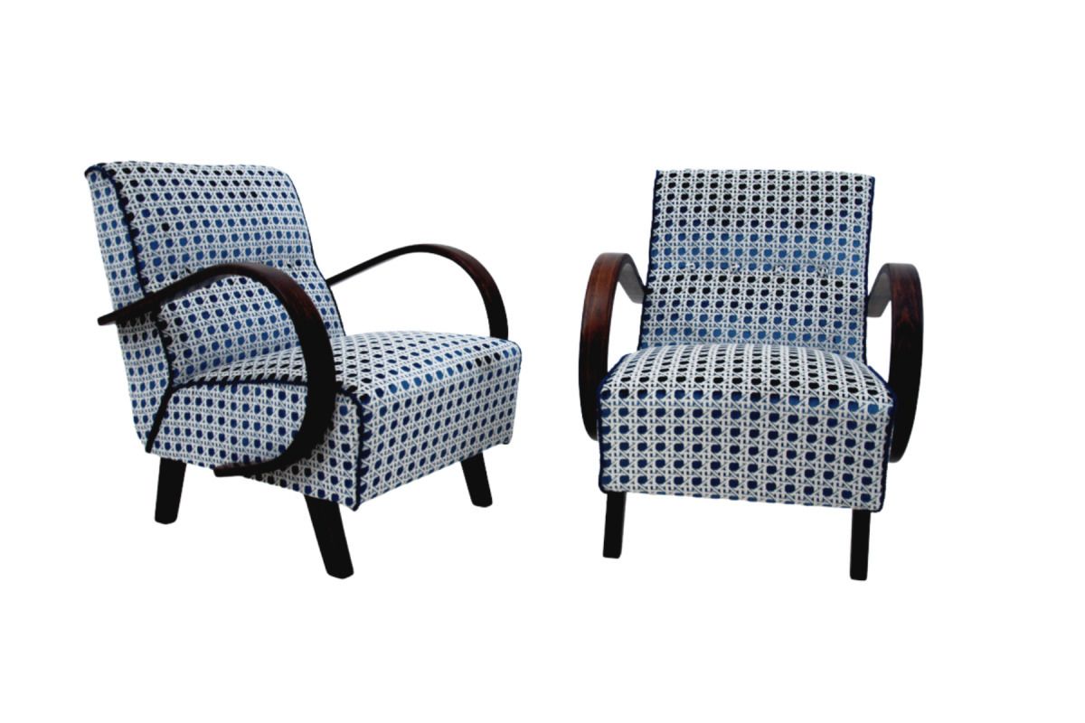 A Pair Of Art Deco Armchairs From The 1930s. Armchairs Designed By J. Halabala.