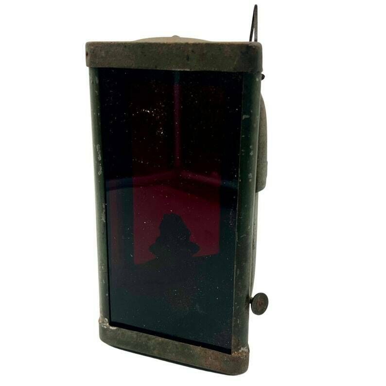 Antique Wall Hanging "Reliance" Tin Oil Lamp   Dark Red Glass   Lighting Decor photo Lighting