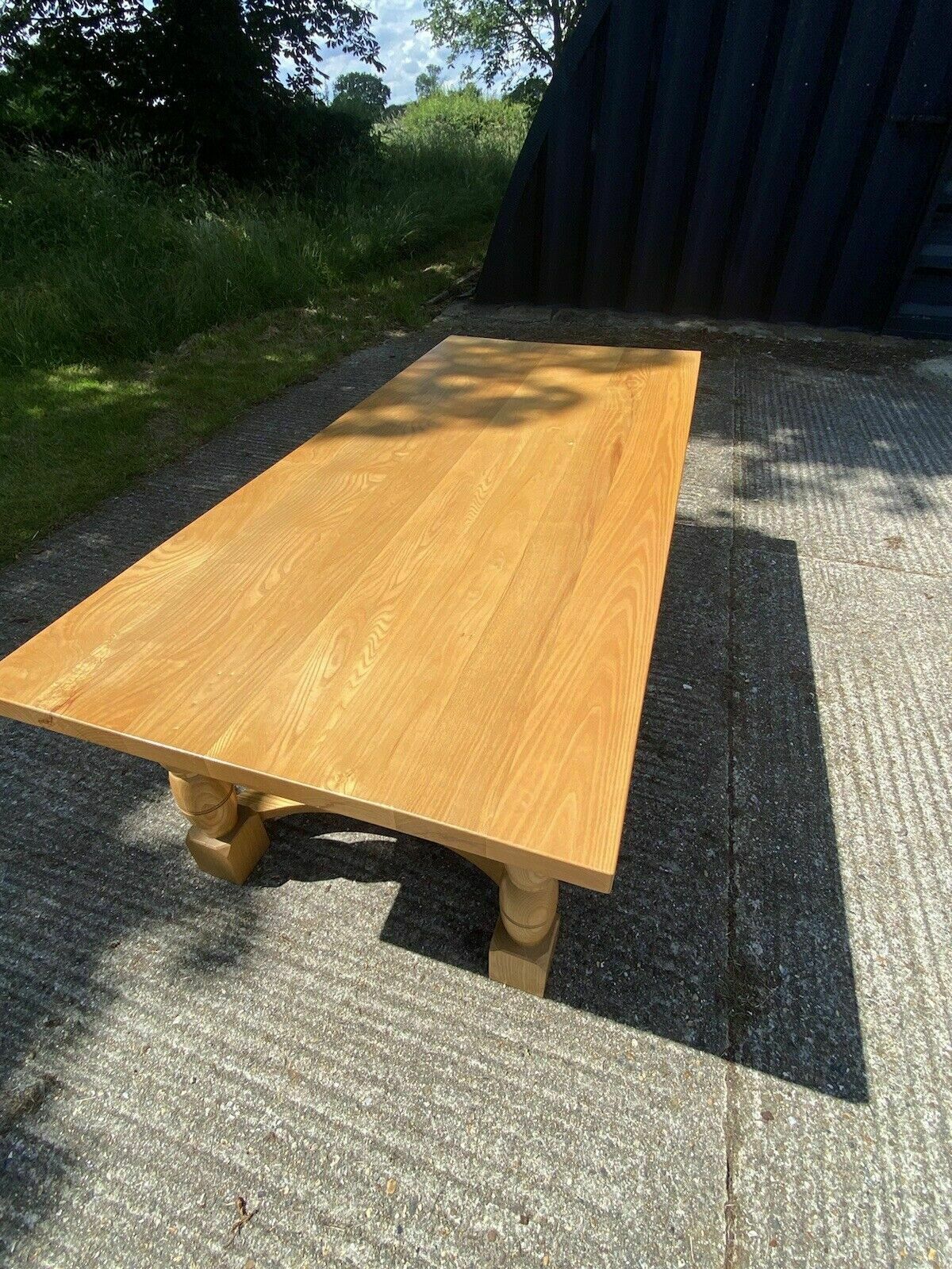 Modern Refactory Oak Country Dining Table & 8 Large Carvers   Seats 8  10 People photo vintage