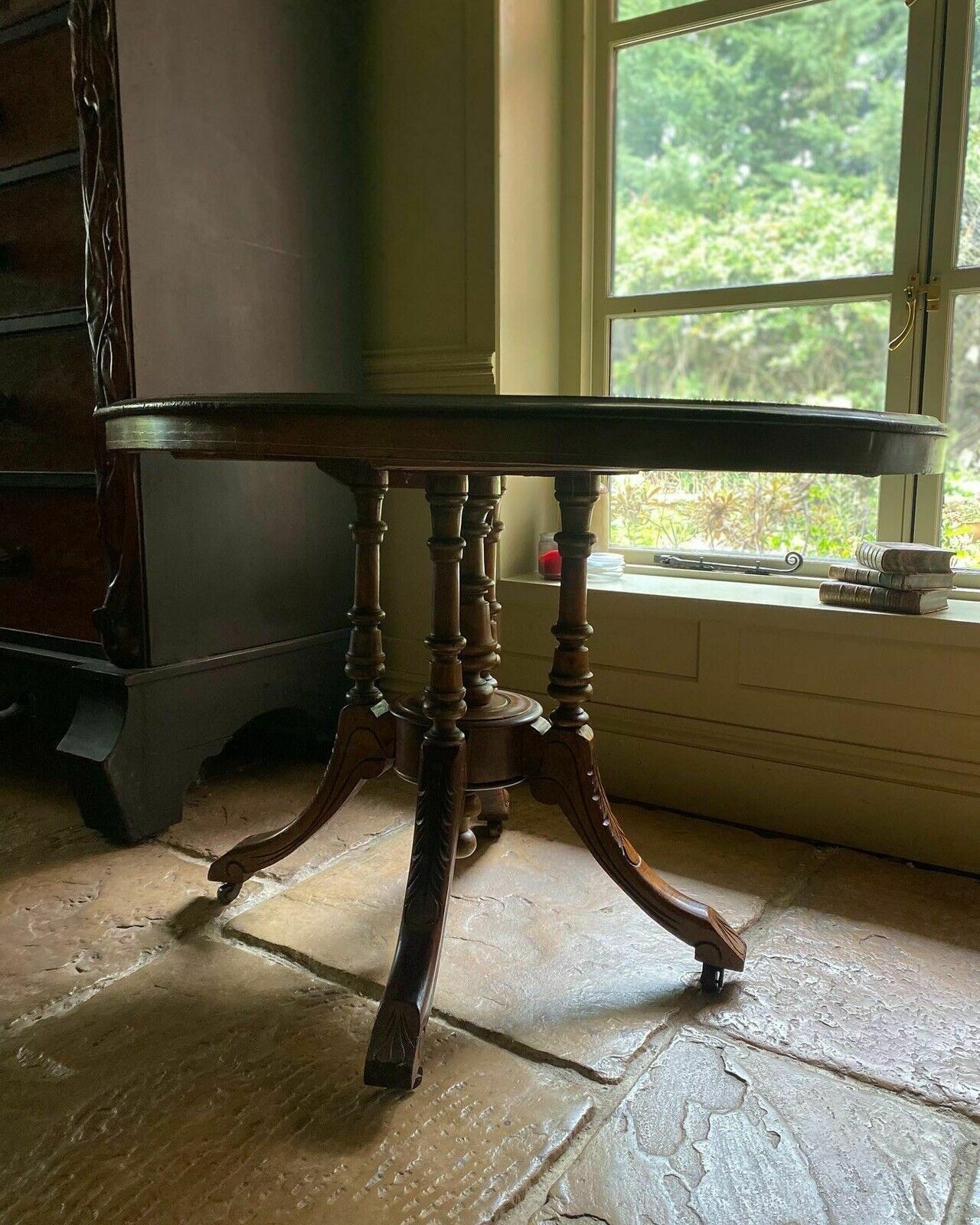 Antique Victorian Tilt Turn Hall Side Lamp Table Pot Stand photo furniture