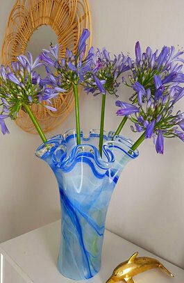 Spectacular Murano Glass Art, Handkerchief Vase With Marbling Effect photo 129.0