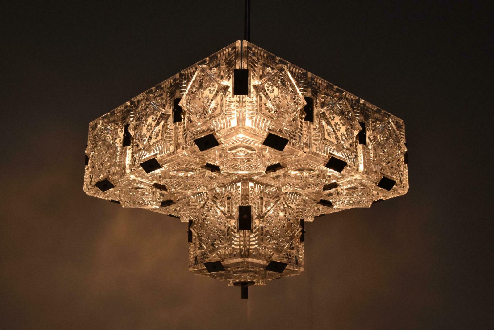 Lighting Rare Mid Century Glass Pendant By Jaroslav Bejvl For Kamenicky Senov, 1960's. photo