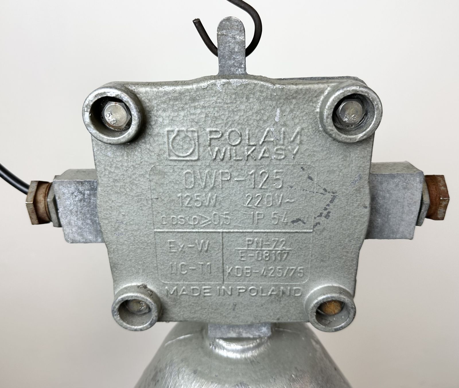 photo furniture Large Industrial Cast Aluminium Cage Pendant Light From Polam Wilkasy, 1960s, 2x