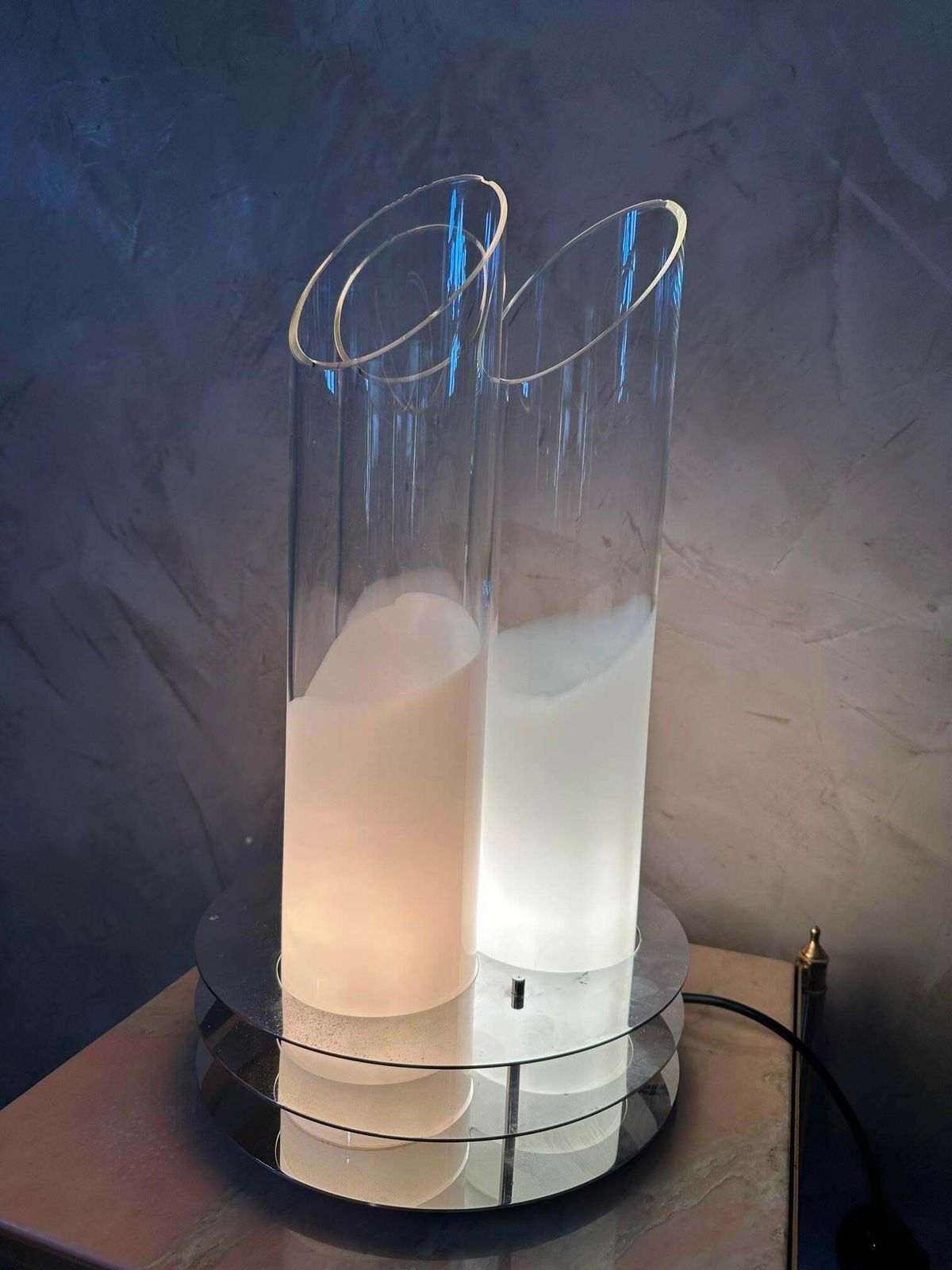 20th Century Carlo Nason Chromed Metal And Murano Glass Lamp, 1970s photo vintage