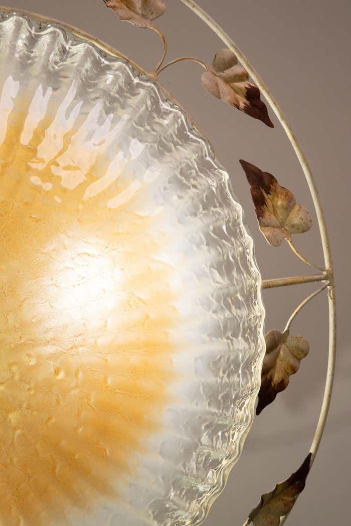 photo for sale Murano Gold And Trasparent Ceiling Light With Iron Structure 1970