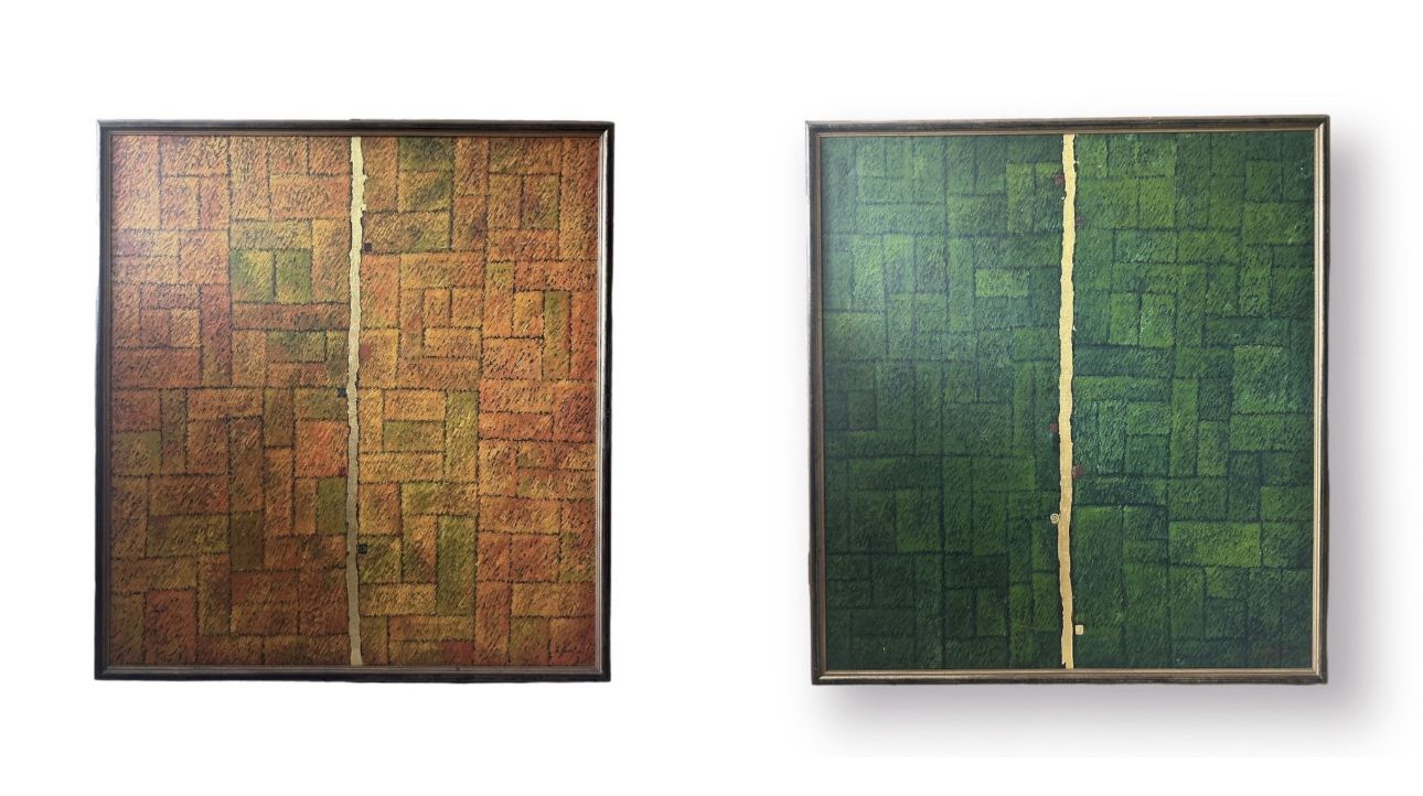 photo for sale ‘Ripening Rice’, 1994, Two Epic Acrylic On Canvas Paintings By Mansoor Suesat, Ra Summer Exhibition, 1994