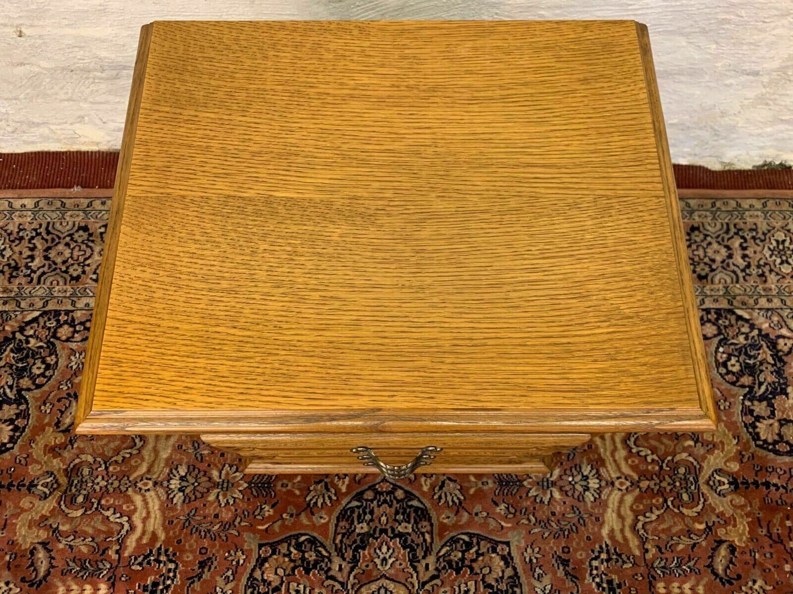 Fabulous Quality Carved Oak Chest Of Drawers/Bedside Cabinet photo vintage