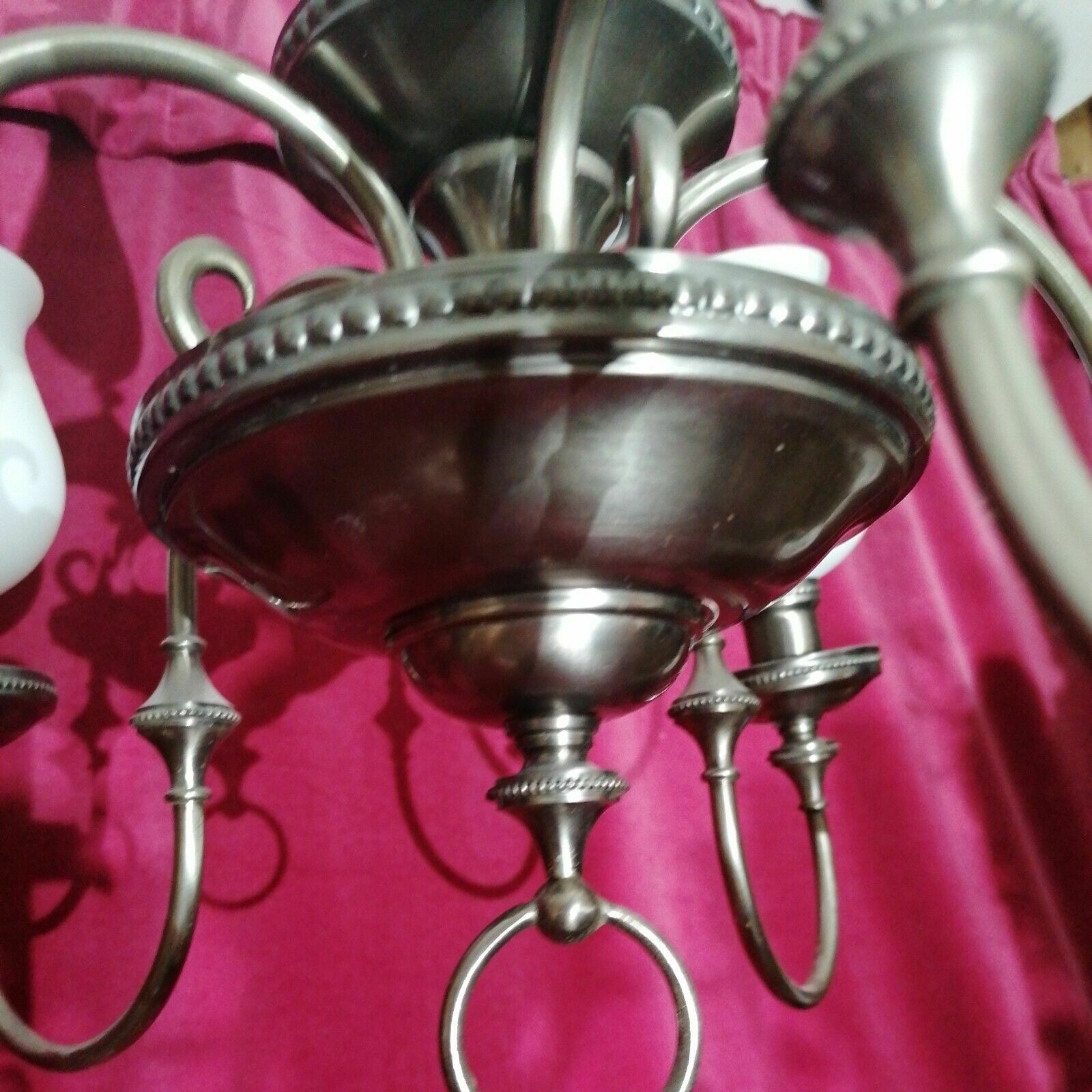 Antique French Brass Flemish Chandelier 6 Lights 80x55 Cm photo Lighting