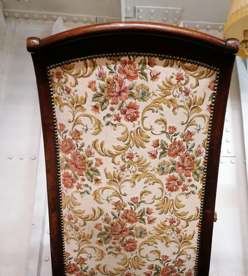 Furniture Heavy French Antique High Back Mahogany Wheels Chair photo