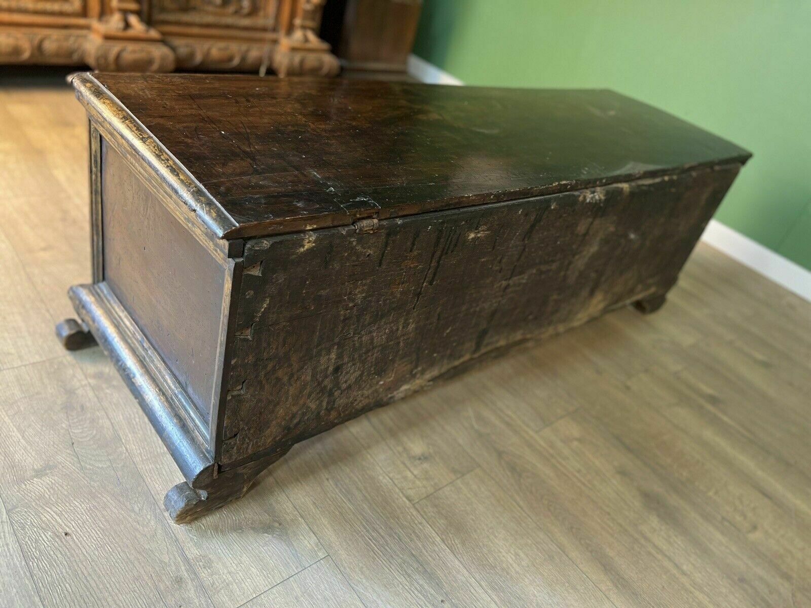 photo furniture A Rare Early 17th Century Walnut Gilded Italian Cassone