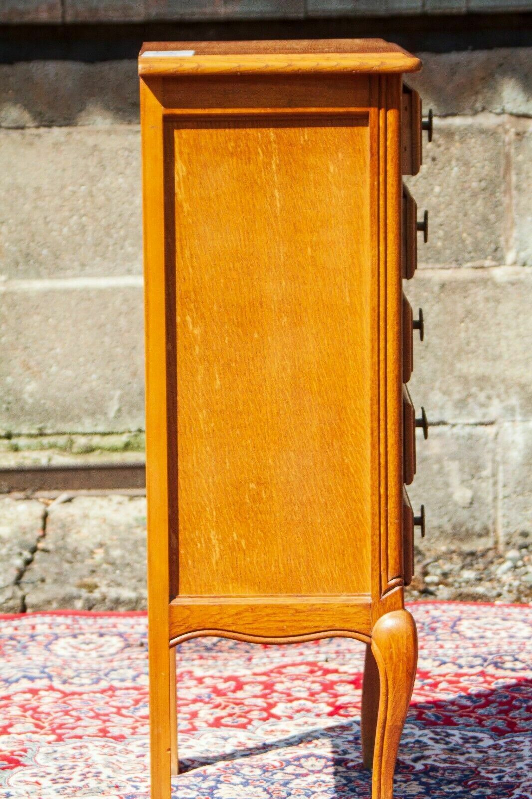 French Louis XV Style Small Carved Oak Slim Chest Of 3 Drawers   (Nwb47) photo vinterior