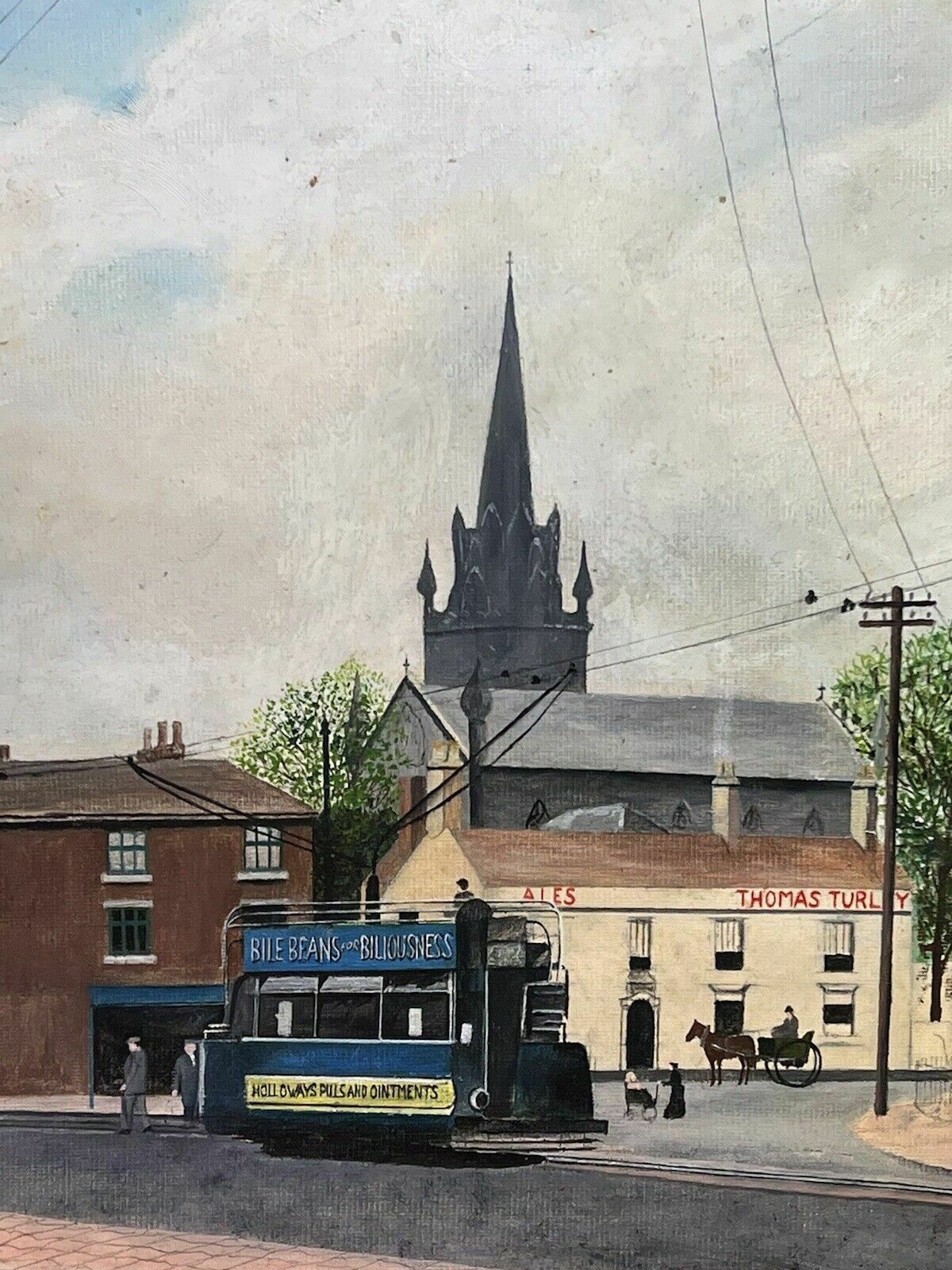 Early 20th Century Oil Painting Of Victorian Street Scene By David Norman photo vintage