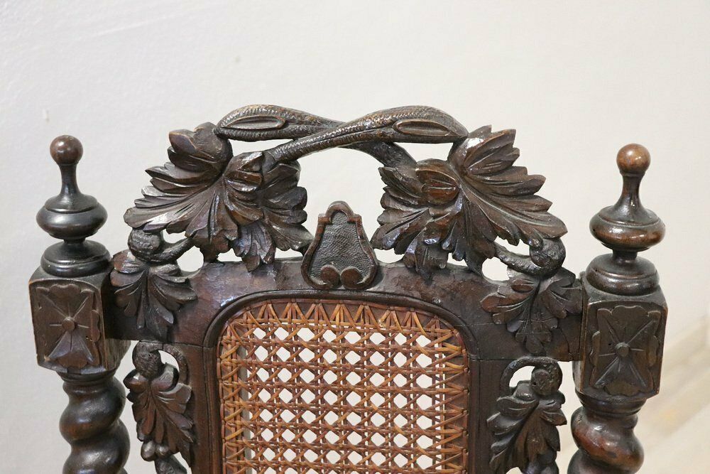 Late 19th Century Carved Walnut Chairs With Vienna Straw, Set Of 4 photo 3410.0