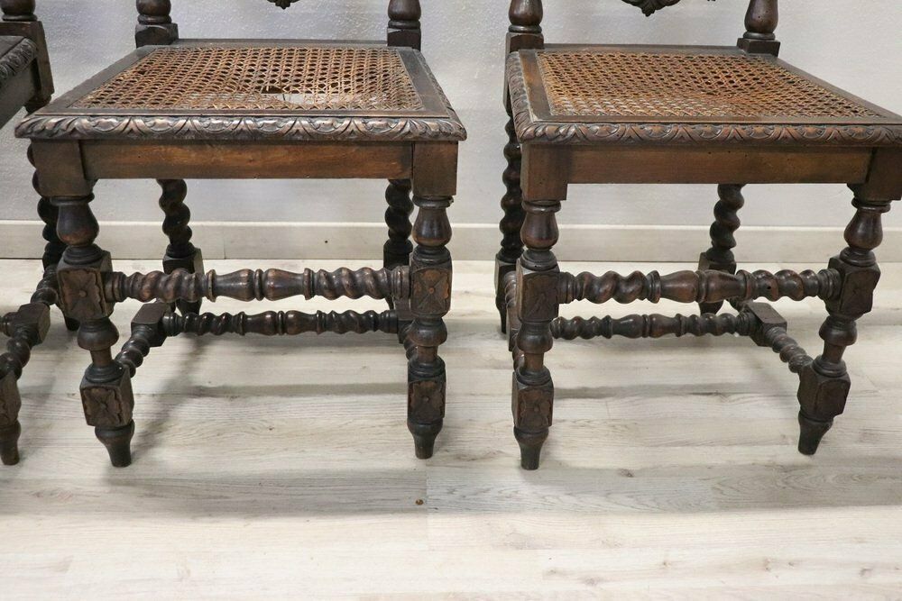 Late 19th Century Carved Walnut Chairs With Vienna Straw, Set Of 4 photo buy
