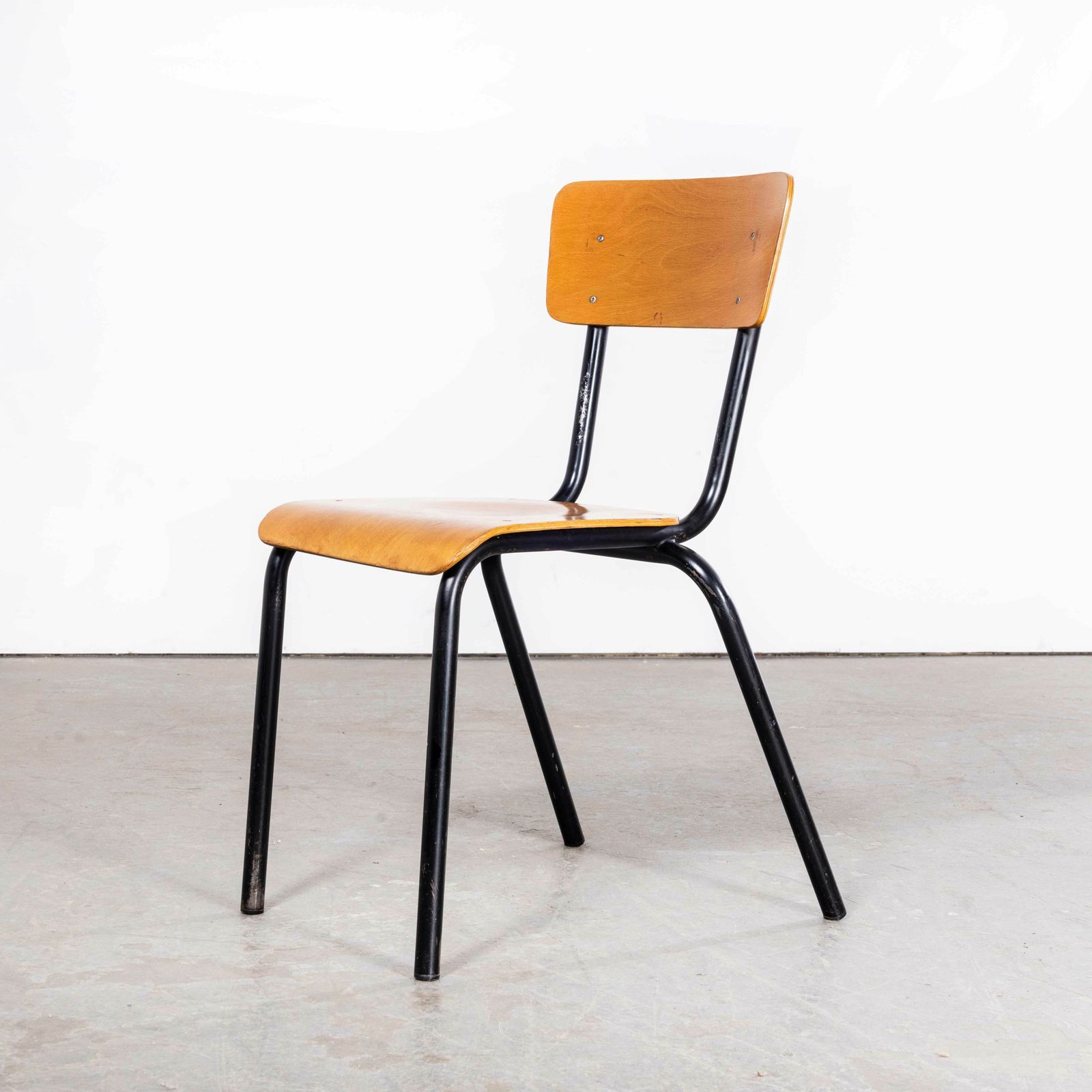 1960’s Original Black French Stacking University Dining Chairs Slim Back – Set Of Four photo 300.0