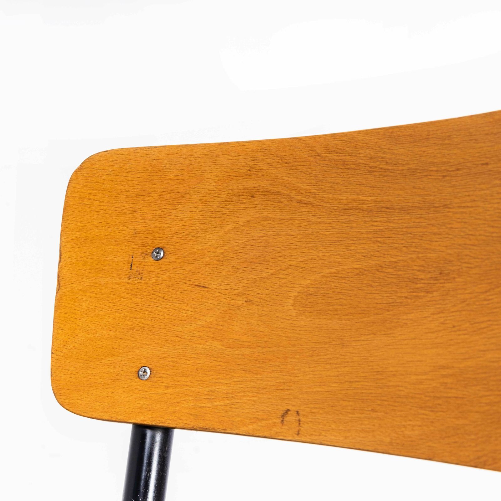 1960’s Original Black French Stacking University Dining Chairs Slim Back – Set Of Six photo vintage