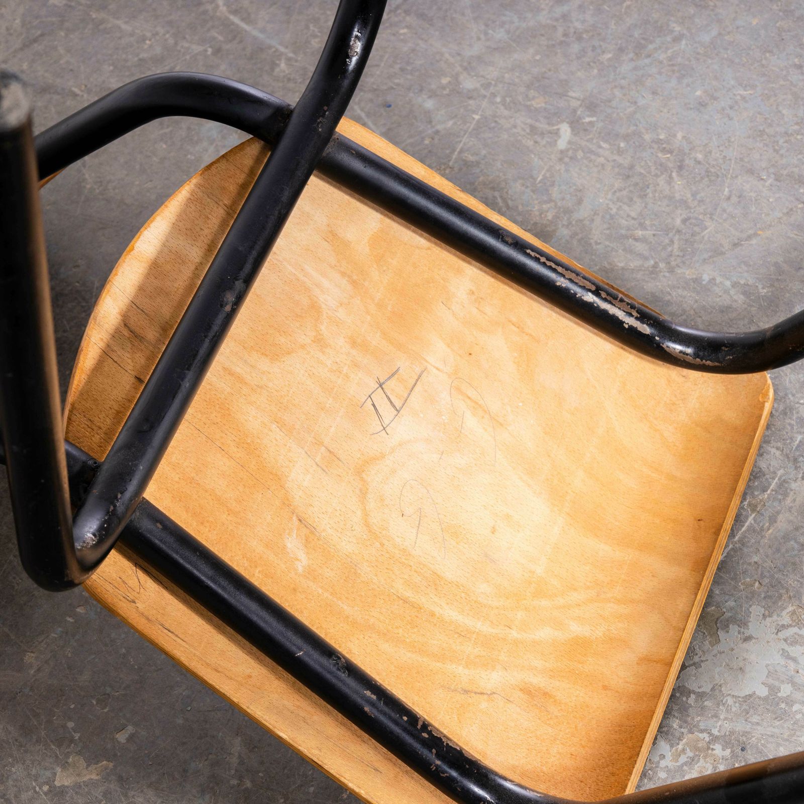 photo furniture 1960’s Original Black French Stacking University Dining Chairs Slim Back – Set Of Six