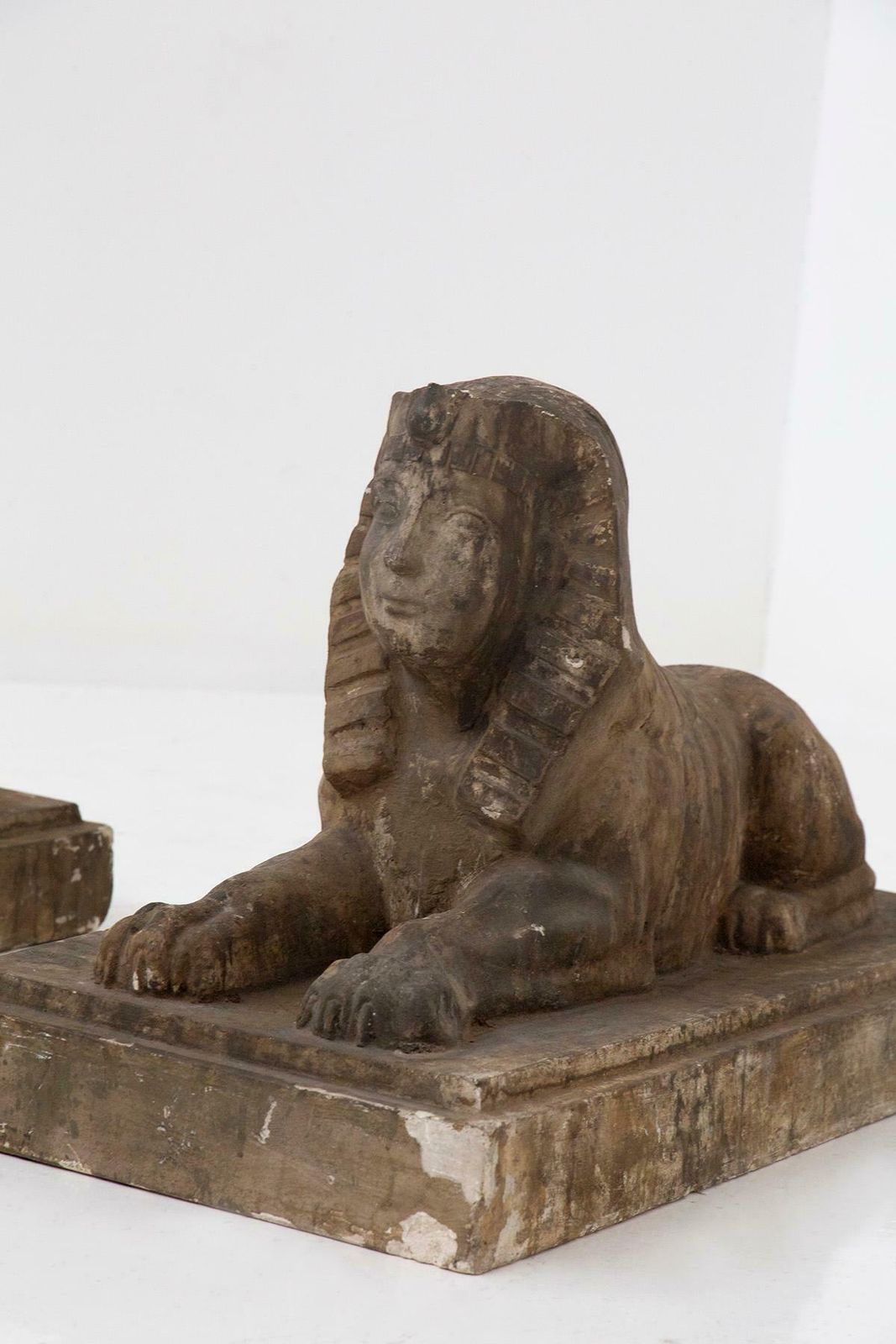 Pair Of Egyptian Sphinxes In Gold Coloured Scaiola Plaster photo 6338.0