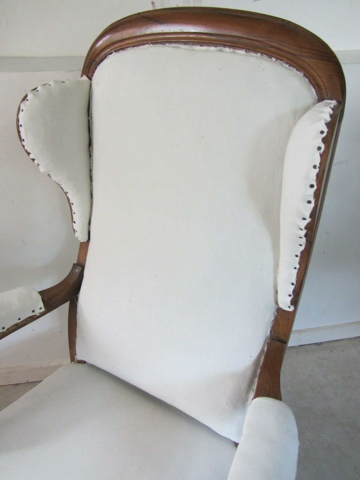 Antique Walnut Wingback Fauteuil Armchair, Traditionally Upholstered With Choice Of Fabric photo furniture