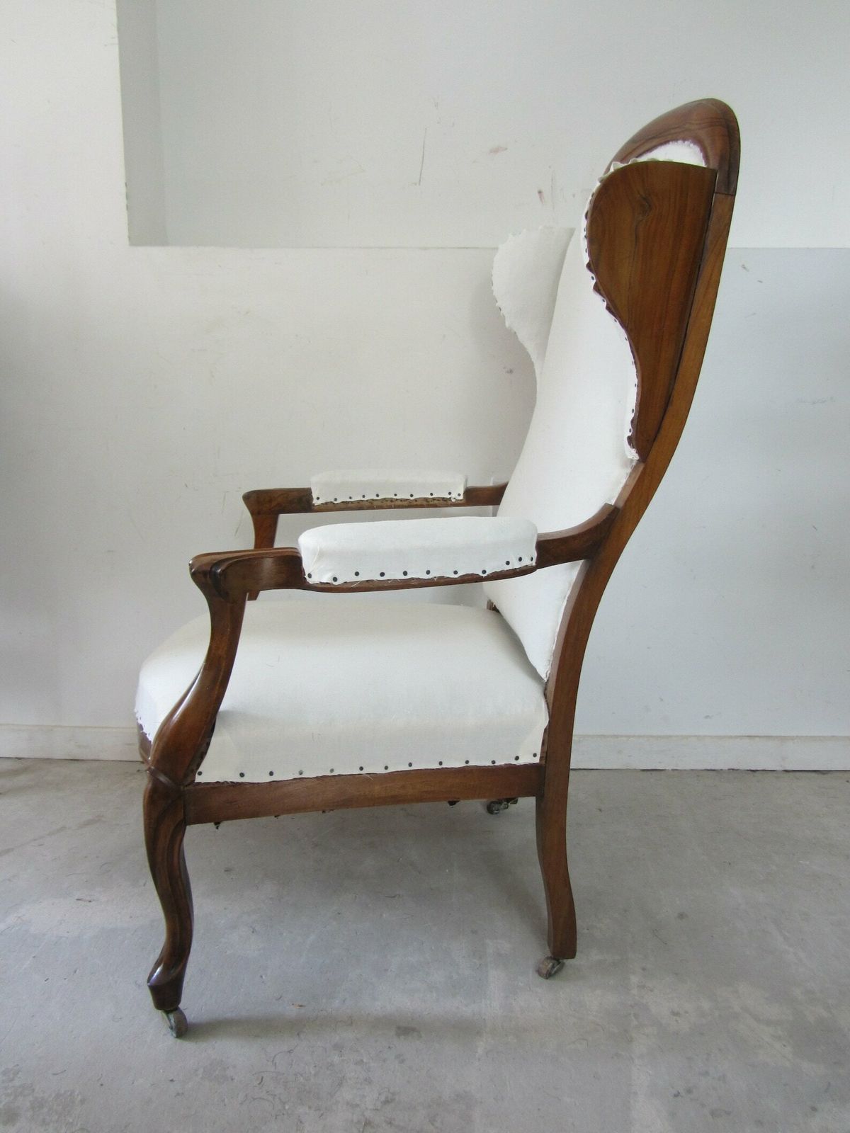 Antique Walnut Wingback Fauteuil Armchair, Traditionally Upholstered With Choice Of Fabric photo 595.0
