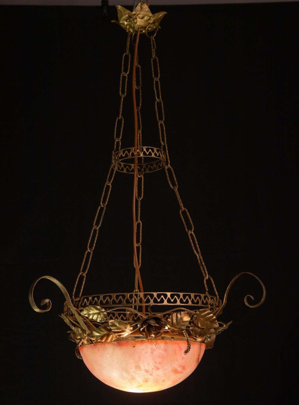 La Belle èpoque, Vintage Red Alabaster Chandelier, 1910 photo furniture