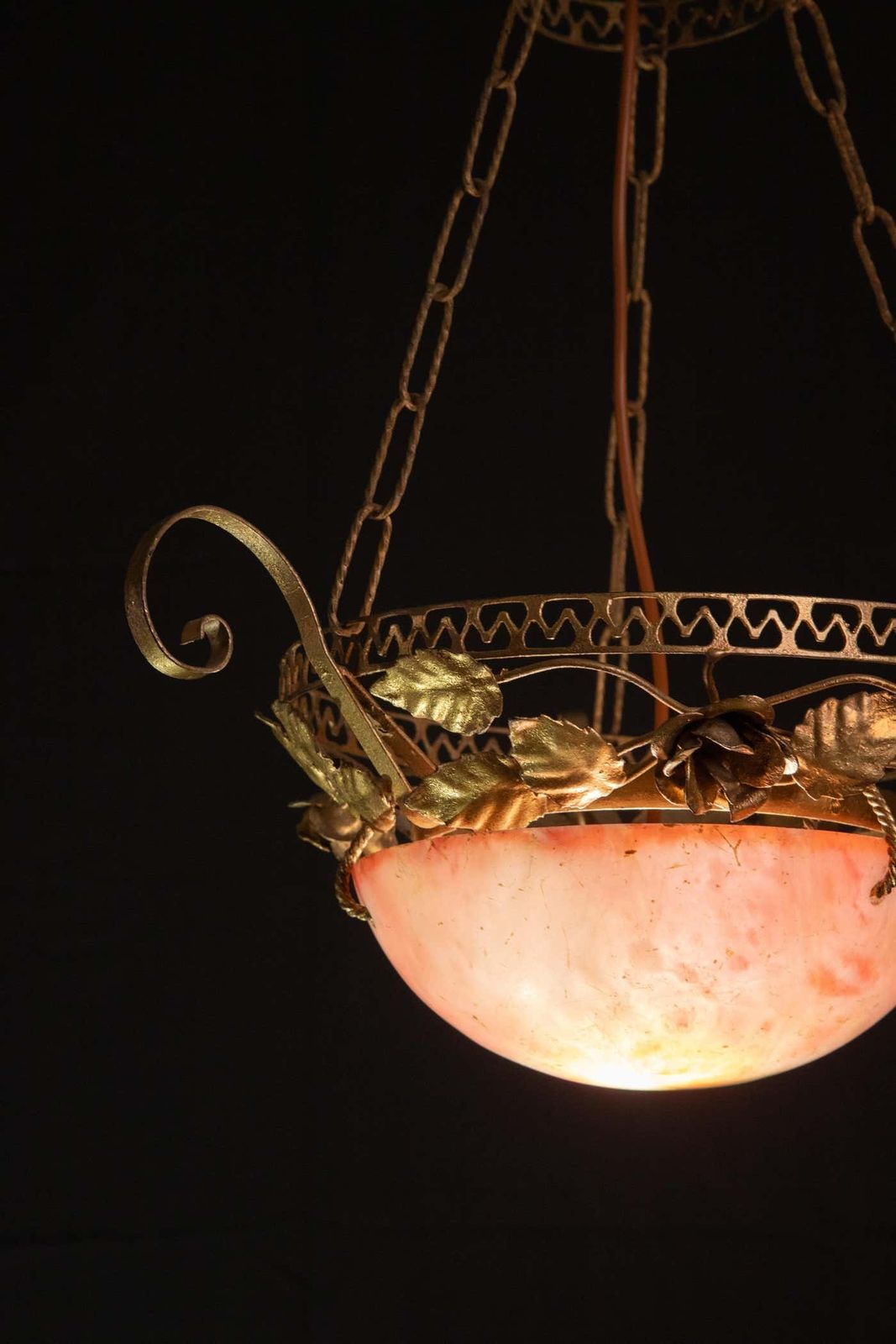La Belle èpoque, Vintage Red Alabaster Chandelier, 1910 photo for sale