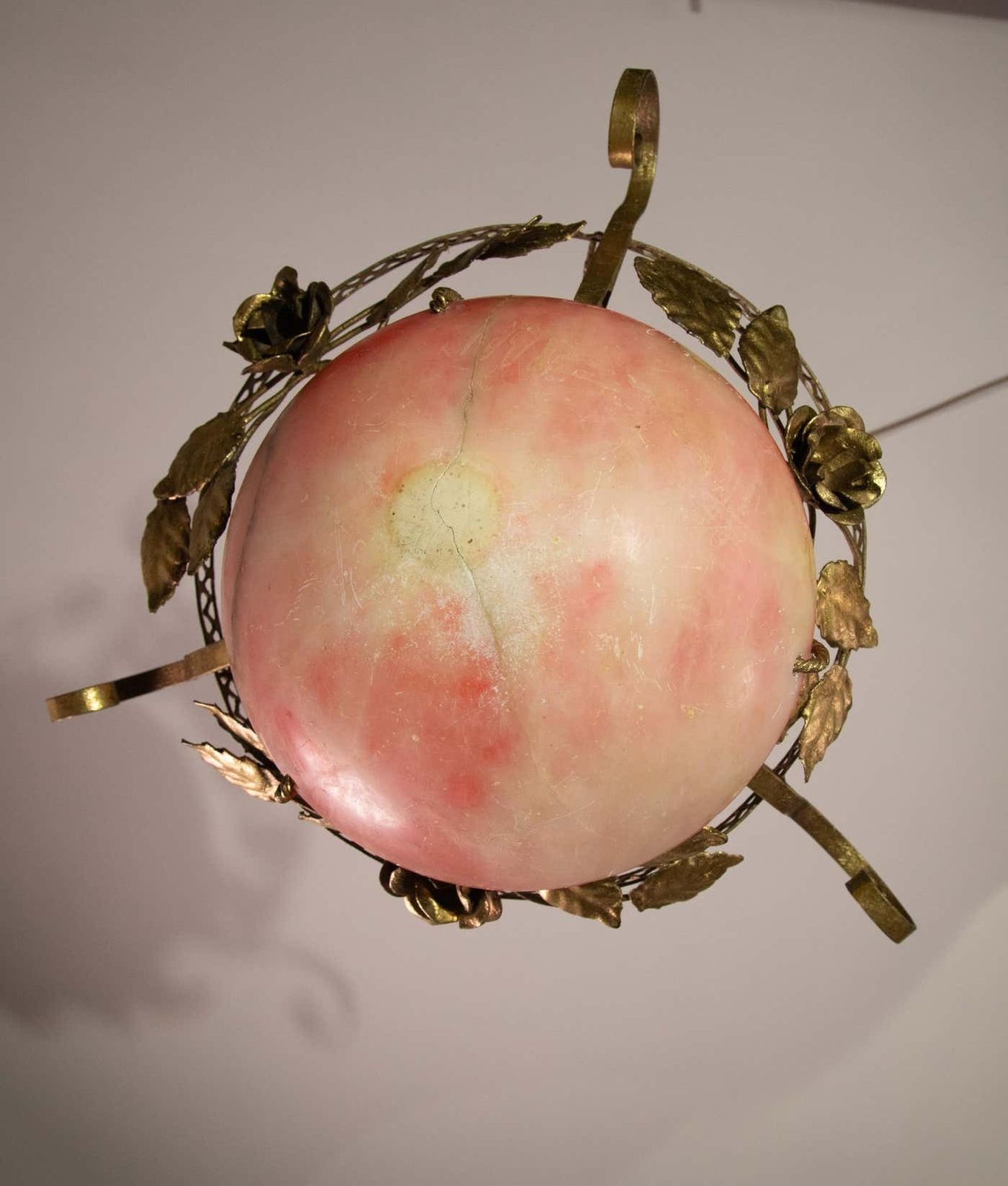 photo for sale La Belle èpoque, Vintage Red Alabaster Chandelier, 1910