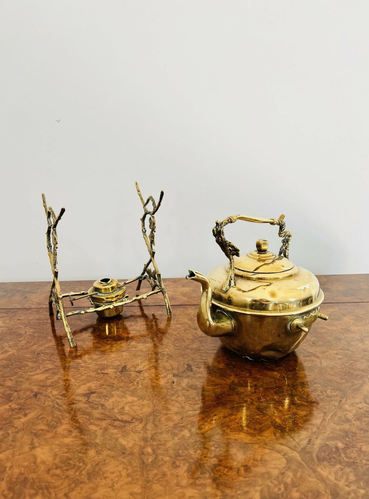 Victorian Quality Brass Spirit Kettle And Stand photo for sale