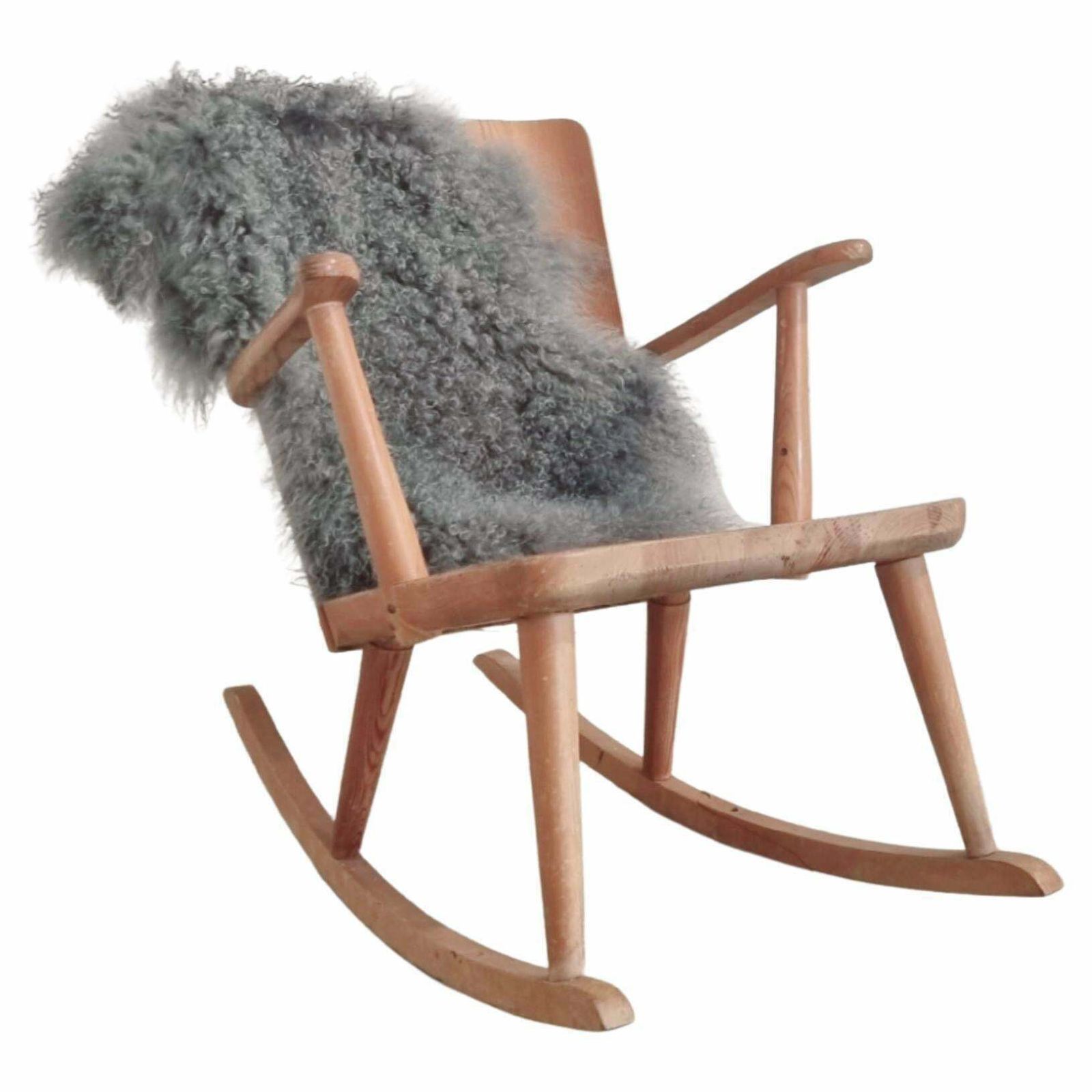 Svensk Fur 513 Rocking Chair For Karl Malmvall, Sportstugemöbel. Sweden 1940/50s photo vinterior