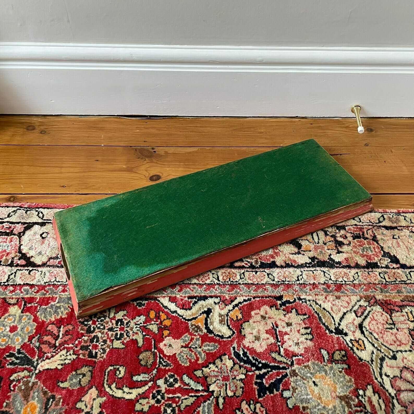 Antique Wooden Tray Display Wood Red Gold Rectangle Decorative Aged Patina Painted Photo Glass Inlay Handles Handmade photo buy