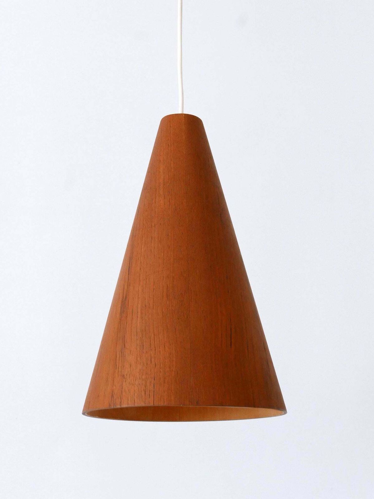 photo for sale Elegant Mid Century Modern Teak Pendant Lamp Or Hanging Light Scandinavia 1960s