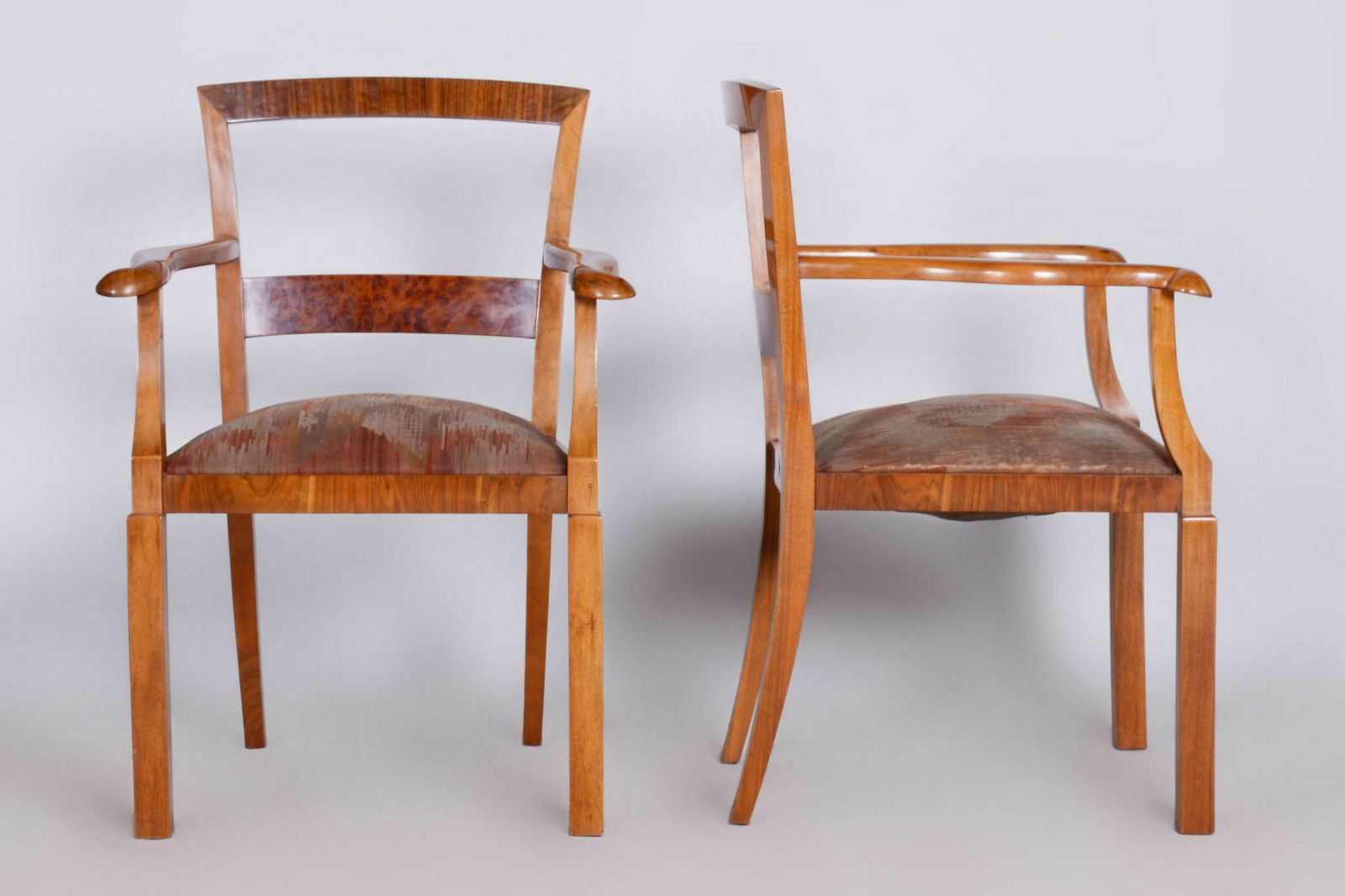 Pair Of Brown Artdeco Beech Armchairs, 1920s, Original Upholstery photo 1200.0