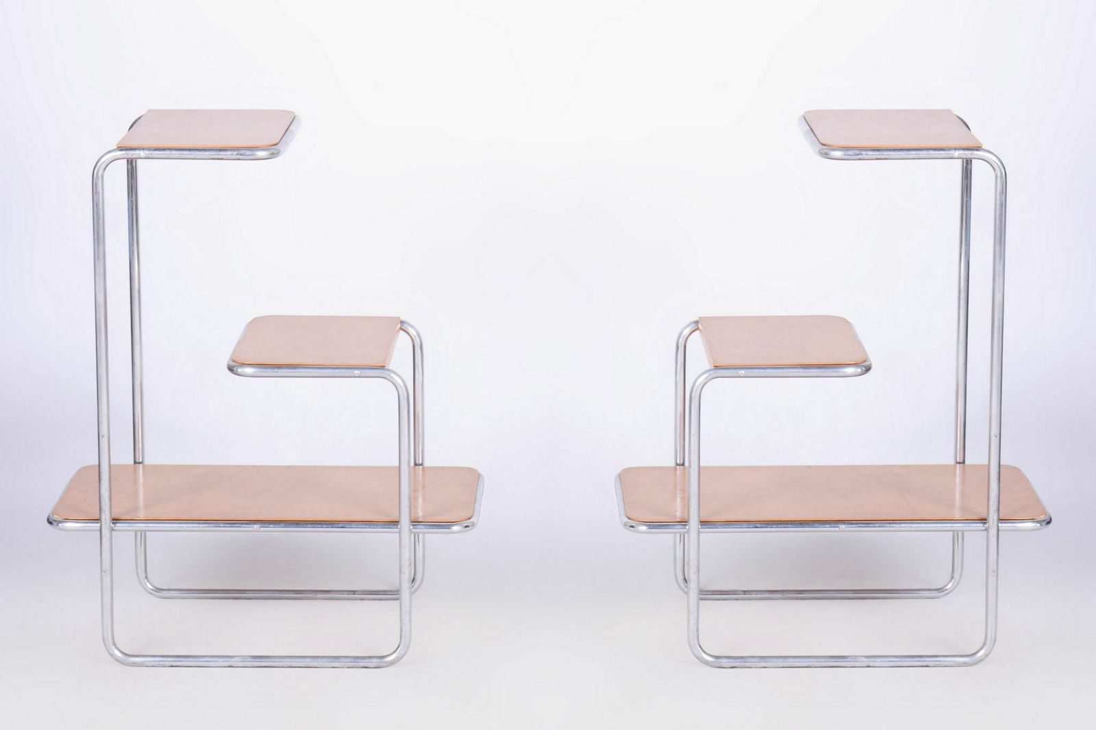 Pair Of Bauhaus étagères By Robert Slezák And Arnošt Beck, Birch Wood, 1930s photo Furniture