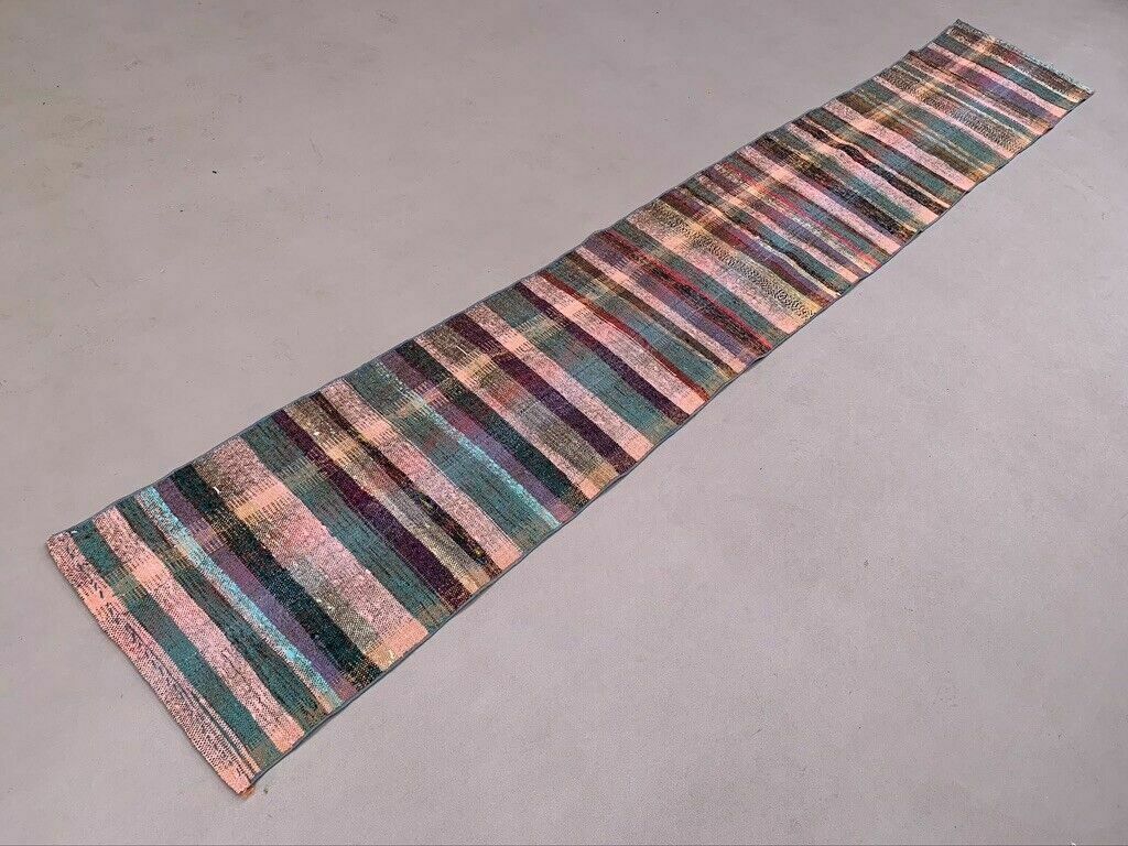 Old Turkish Narrow Kilim Runner 336x50 Cm Shabby Chic, Vintage Kelim photo furniture