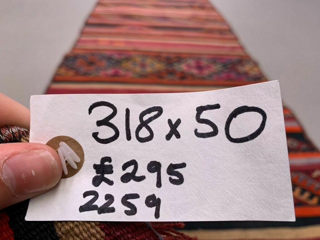 Old Turkish Narrow Kilim Runner 318x50 Cm Shabby Chic, Vintage Kelim photo buy