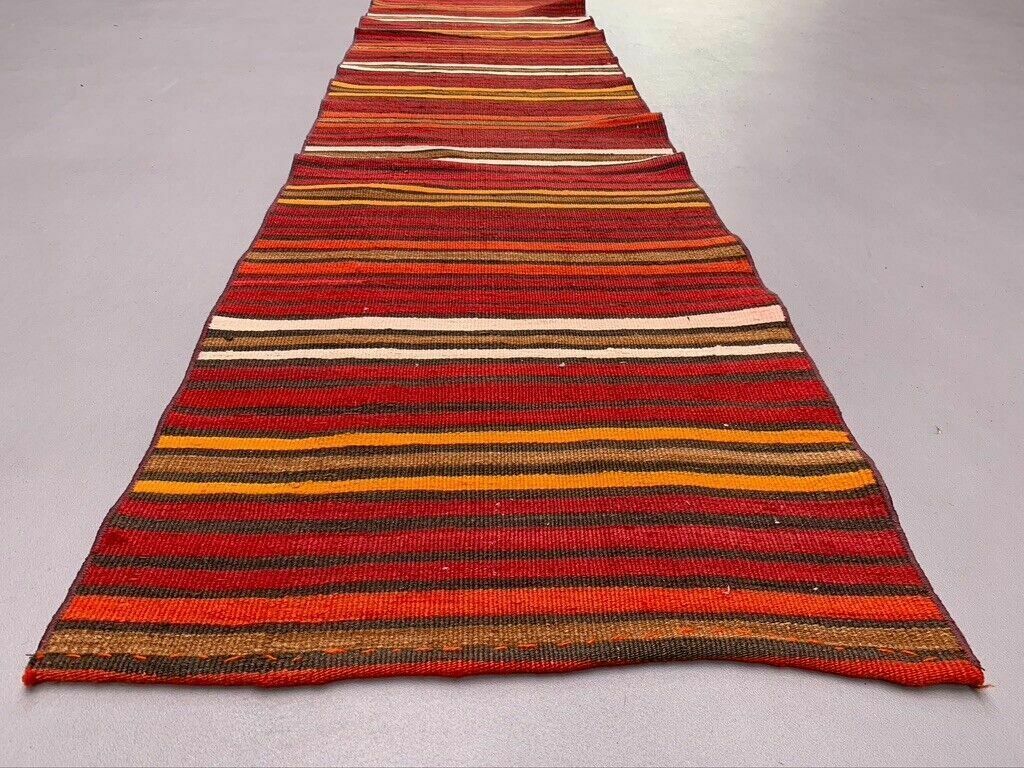 Old Turkish Narrow Kilim Runner 324x57 Cm Shabby Chic, Vintage Kelim photo for sale