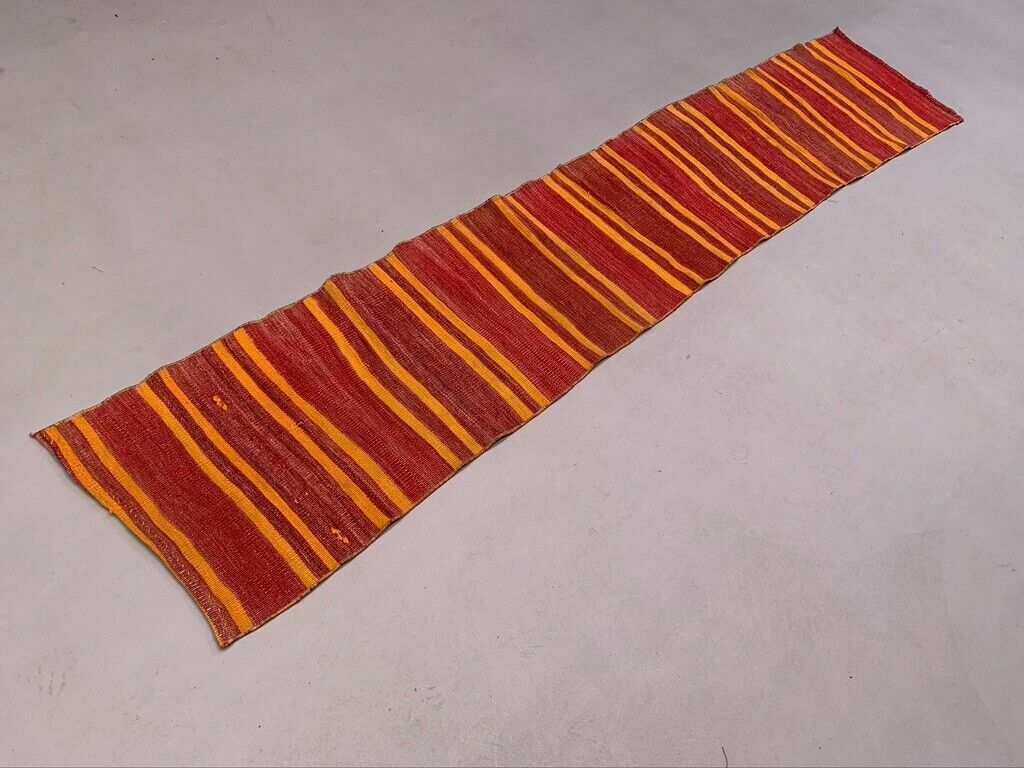 Old Turkish Narrow Kilim Runner 272x52 Cm Shabby Chic, Vintage Kelim photo furniture